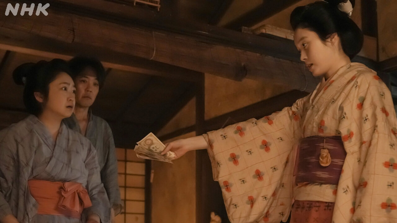 11/12(水)の「ばけばけ」 女中初日を終えたトキ（髙石あかり）。帰宅後に銭太郎（前原瑞樹）に大金を渡す姿に家族が不審の目を向ける