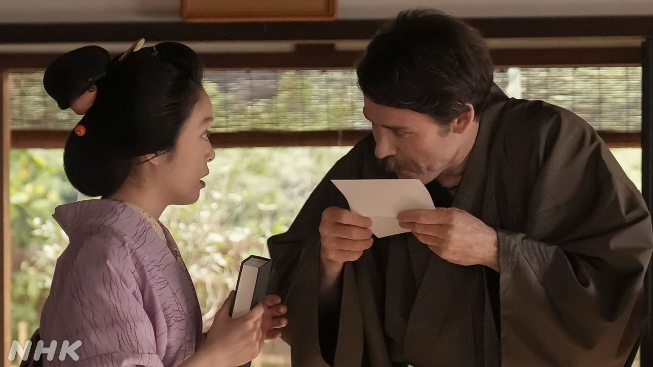 3/23(月)の「ばけばけ」『KWAIDAN（怪談）』が届き、トキ（髙石あかり）は大はしゃぎ！ ヘブン（トミー・バストウ）はイライザ（シャーロット・ケイト・フォックス）の書評に目を通す